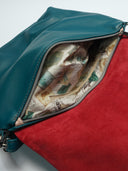 Leder Damentasche Ava Petrol/Schwarz