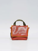 Leder Damentasche Mira Rosaorange/Grün