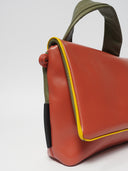 Leder Damentasche Mira Rosaorange/Grün