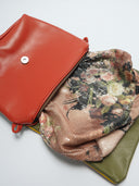 Leder Damentasche Mira Rosaorange/Grün