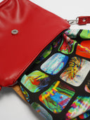 Leder Damentasche Mira Rot/Scwarz