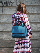 Leder Damentasche Ava Petrol/Schwarz