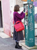 Leder Damentasche Ava Rot/Ocker