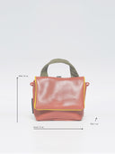 Leder Damentasche Mira Rosaorange/Grün