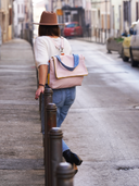 Leder Damentasche Franka Rosa/Blau